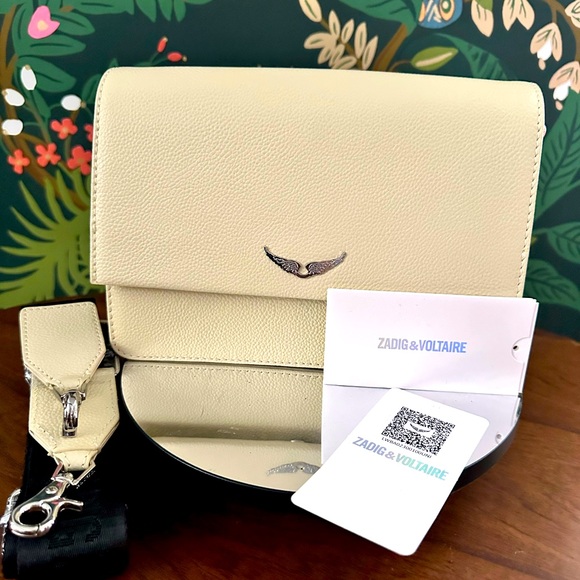 Zadig & Voltaire Flash Lolita Wings Grained Leather Two Way Crossbody 🤍💃 - Picture 1 of 9